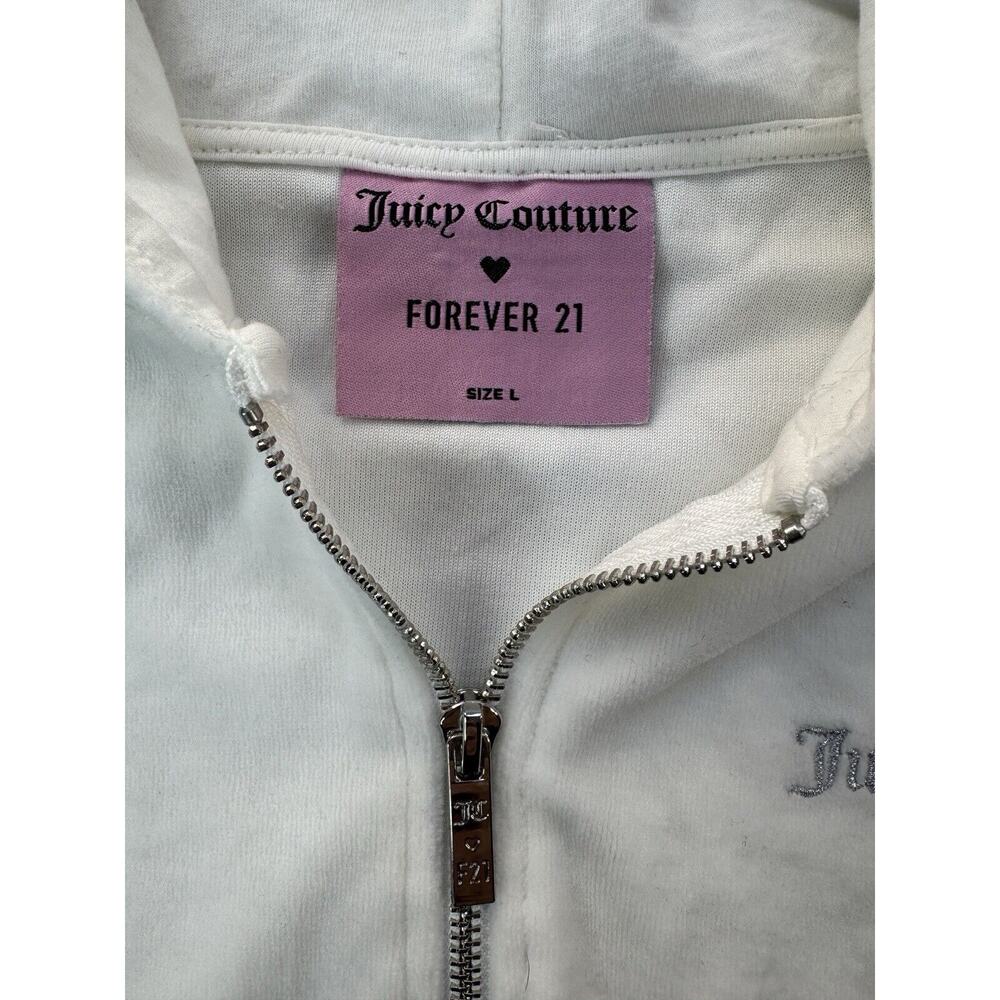 Juicy Couture Womens Zip Up Size L Forever 21 Velour Track Y2K Rhinestone Bling - Picture 3 of 15